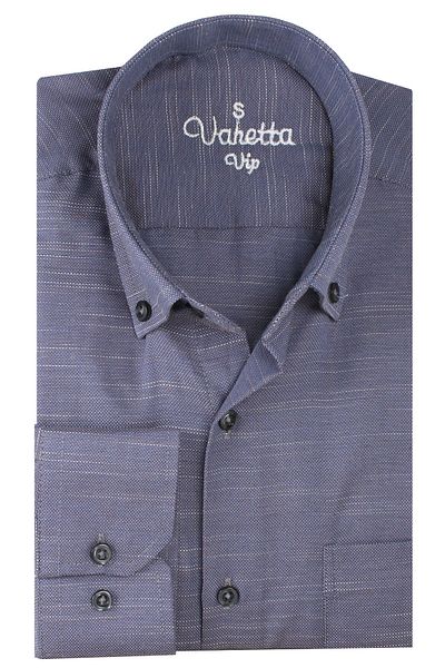 Varetta Ανδρικό πουκάμισο με κουμπιά με γιακά με μακρυμάνικο βαμβακερό λινό εφέ σκούρο μωβ