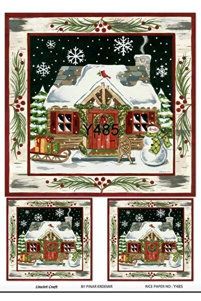 LİNEART ورق ديكوباج نحاسي بنمط عيد الميلاد رقم: YILŞI485- 29X42 سم