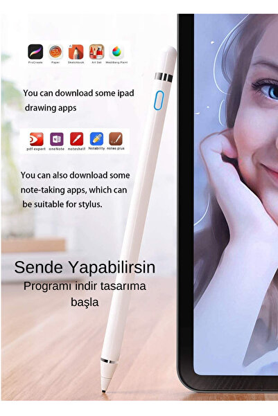 Fuchsia Galaxy Tab A9+ Uyumlu Dokunmatik Ekran Kalemi Yazı ve Çizim için Stylus Pen