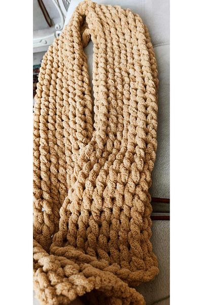 BODUR EMBROIDERY 200*22 Cm scarf Puffy 100% Hand Knitted