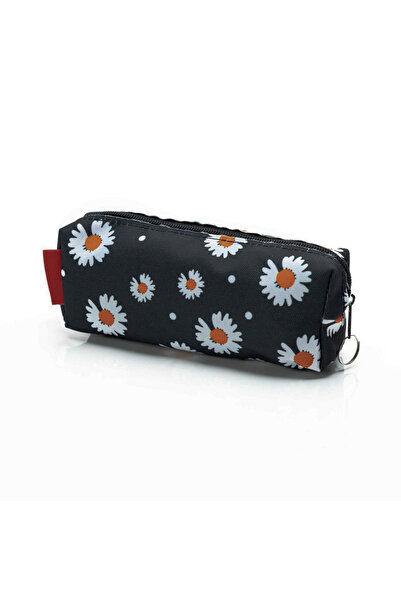 AlpCollection حقيبة مكياج بسحاب على شكل زهرة الأقحوان السوداء