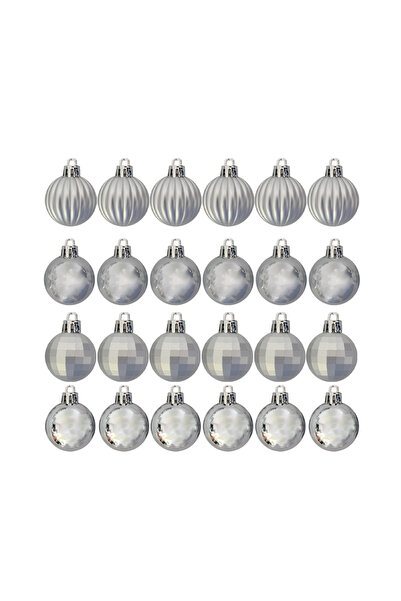NEVARSA Christmas Pine Tree Ornament Silver Ball 3 cm 24 pcs