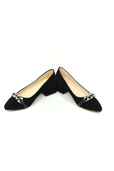 KAFKASLAR AYAKKABI KAFKASLAR 3 Cm Grosime Toc Lanț Piatră Detaliat Stiletto Classic Pantofi