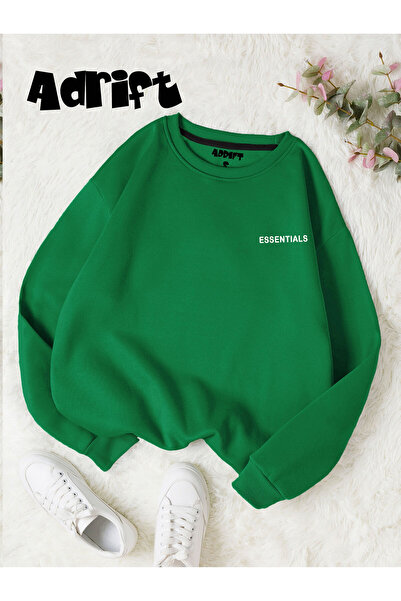 Tarzsokak Унісекс Essentials Світшот з принтом на велосипедному комірі, зелений