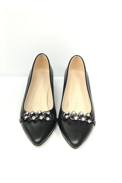 KAFKASLAR AYAKKABI KAFKASLAR 3 Cm Grosime Toc Lanț Piatră Detaliat Stiletto Classic Pantofi