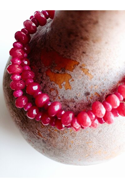 PİRAMİGO Kök Yakut Kolye 4/8 mm Kırmızı Gerdanlık Ruby