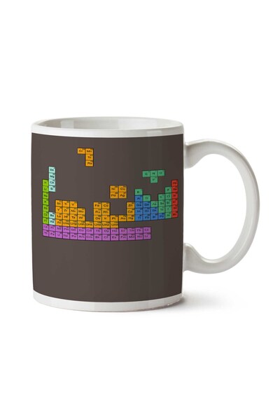 ART HEDİYE كوب زجاجي مطبوع عليه مسطرة دورية من تيتريس على الجانبين