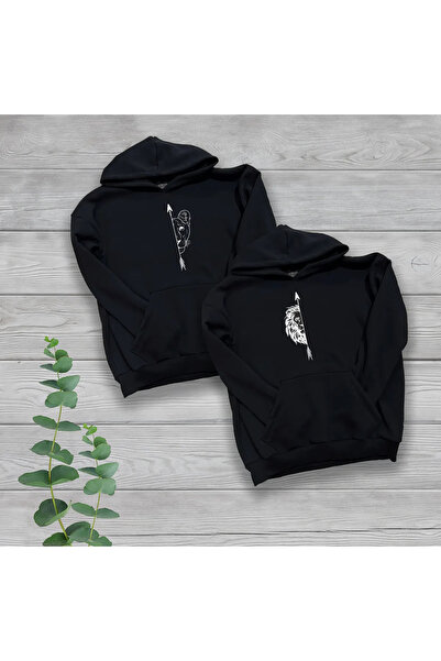 Unique Kadın Erkek Dişi ve Erkek Aslan Çiftler Sevgili Çift Kombini Tasarım Sweatshirt