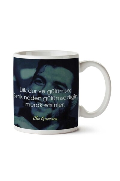 ART HEDİYE Che Guevara Dik Dur ve Gülümse İki Tarafı Baskılı Kupa Bardak