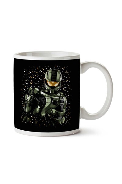 ART HEDİYE كوب هالو ماسترشيف ذو رقع ملونة مطبوع على الجانبين