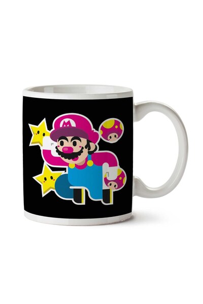 ART HEDİYE كوب سوبر ماريو بروس ستار ماشروم مطبوع على الجانبين