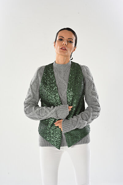 Calidi Glacies Vest Shiny Sequin Sequin Green
