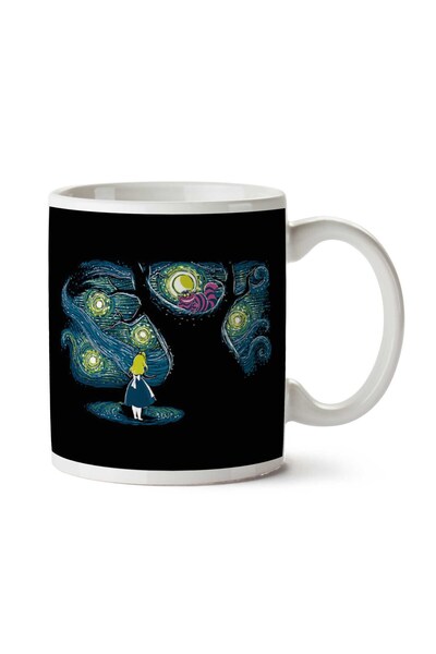 ART HEDİYE كوب مطبوع عليه عبارة "We Are All Mad In A Starry Night Alice In Wo...