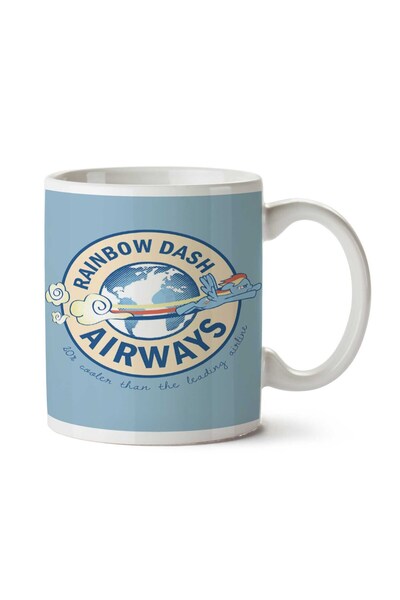 ART HEDİYE كوب مطبوع على الجانبين من Rainbow Dash Airways