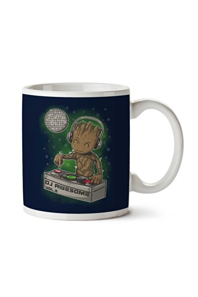 ART HEDİYE كوب مطبوع عليه وجهين من Guardians Of The Galaxy DJ Awesome Baby Groot