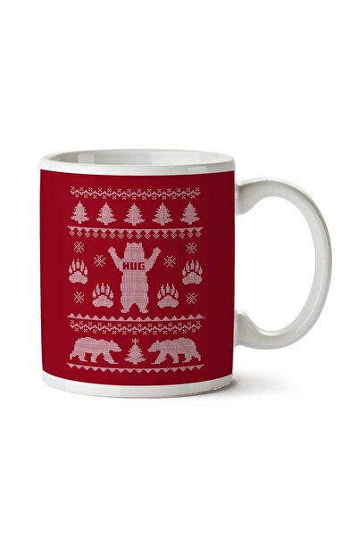 ART HEDİYE كوب مطبوع عليه وجهين من Bear Hug Christmas Knit