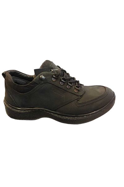 Darkwood 4032 Γνήσια δερμάτινα ραμμένα παπούτσια Nubuck Μαύρα
