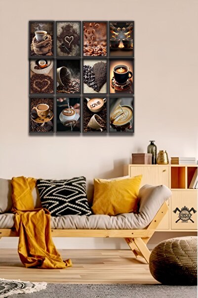 ahşap dünyam 12 piese cadru de cafea cu aspect de colț, tablou din MDF, ornam...