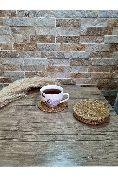 ÖRGÜM قاعدة أكواب من الجوت (6 قطع) 12 سم كوب، زجاج، قاعدة أكواب