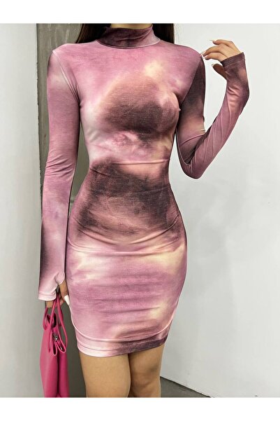 Butik Beyza Digital Baskılı Midi Boy Elbise