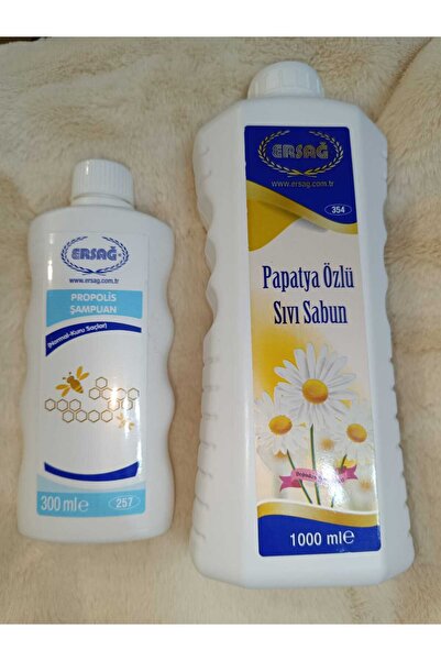 Ersağ 1000ml Chamomile Extract Liquid Soap + 300ml Propolis Shampoo Set