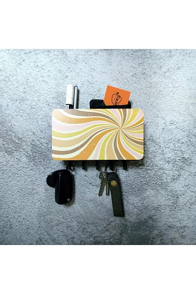 CajuArt Colorful Spiral Pattern - Keychain Wall Hanger with Compartments Decor
