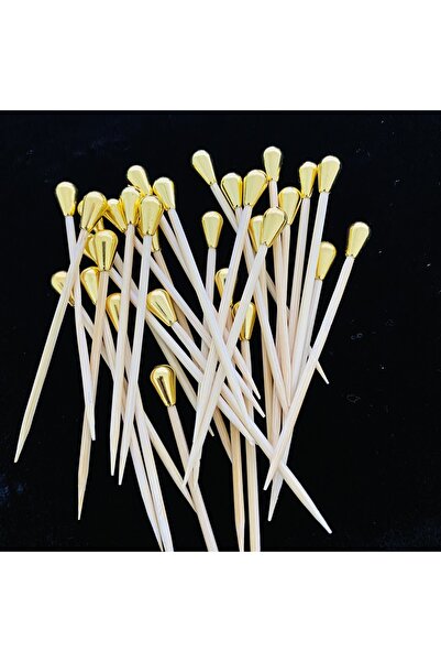 yağmur gökçe رقم: 15 - 50 قطعة من مسواك الكوكتيل الأنيق المزخرف باللون الذهبي