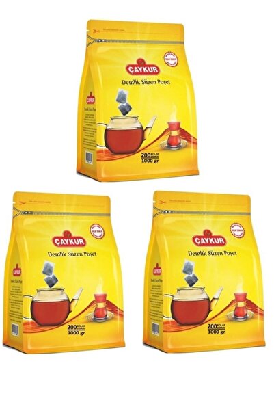 Çaykur Demlik Süzen Lezzet Poşet Çay 3 Paket -5 Gr 200'lü Paket (Toplam 3000 ...