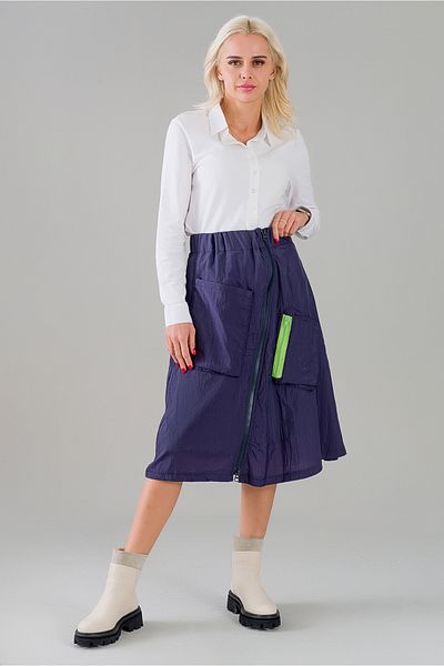 Bold & Young Fustă de parașuta cu buzunar cu fermoar, căptușită de culoare verde indigo