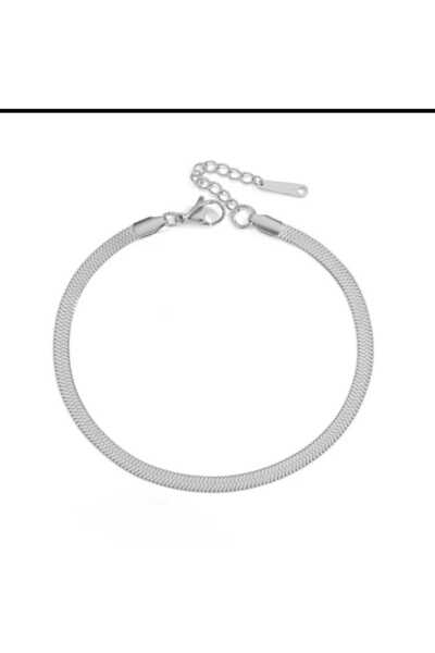 ESJ سوار ستانلس ستيل 4 ملم بسلسلة مطحونة للجنسين فضي 17.5 سم