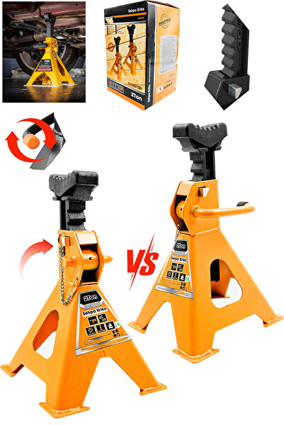 stilmax Çift Kilitli ve Geniş Tabanlı 4 Ayaklı 2 Ton Tonajlı Sehba Kriko Standı 2x Adet Araba Kriko Standı