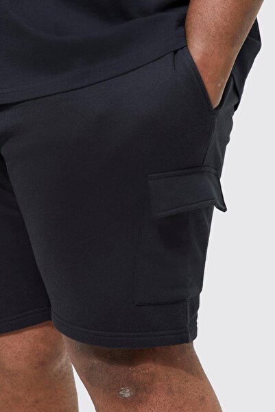 Fumood 2 İplik Düz Battal Beden Kargo Cepli Şort