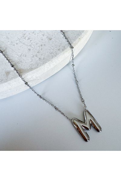 CHARMLUCKY M letter necklace with steel grenade