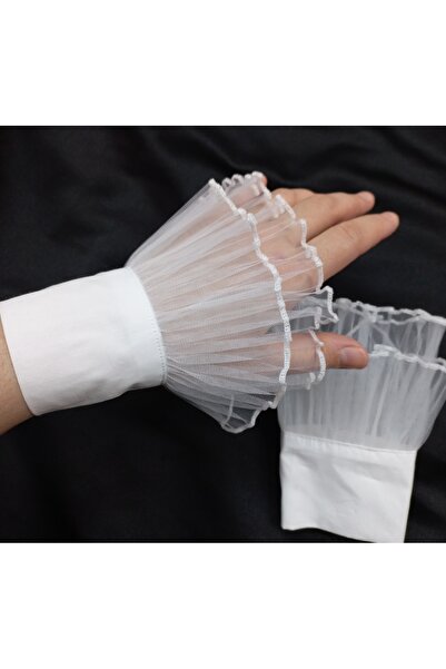 es moda shop Siona pleated tulle cuff white