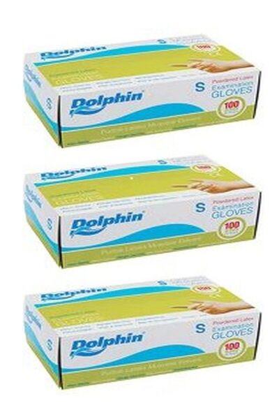 Dolphin Beyaz Lateks Eldiven Pudralı (S) 100lü X 3 Paket