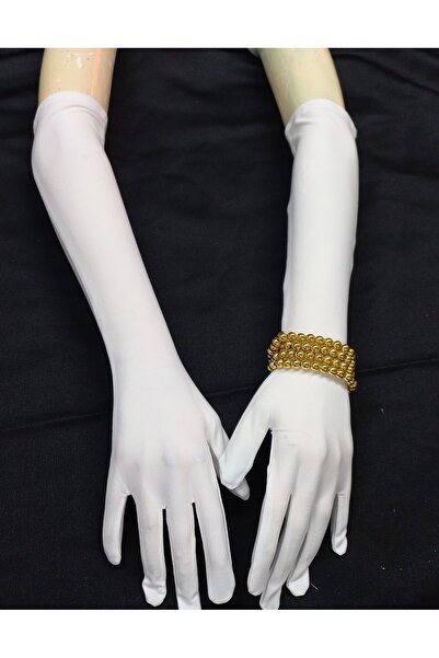 es moda shop Liya vintage αδιαφανή γάντια πάρτι λευκά