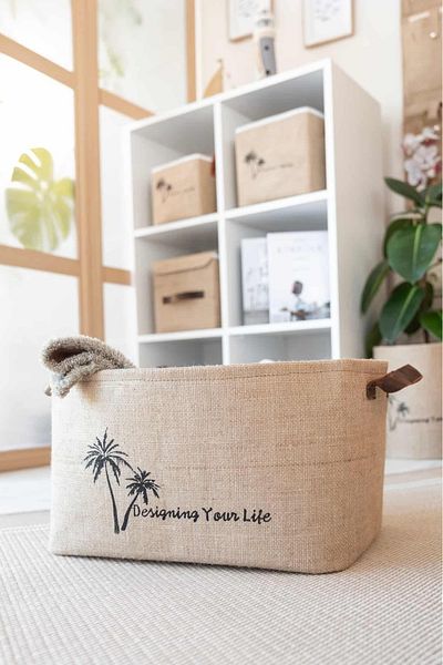 Art Bee Jute In-Cabinet Laundry Children's Room Toy Organizer Folding Storage Basket Organizer 40x30x24