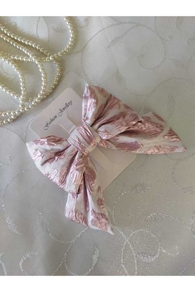Atılgan Grp Pink Fluffy Patterned Automatic Bow Buckle, Women's Buckle, Children's Buckle
