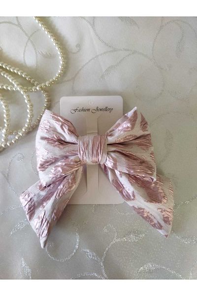Atılgan Grp Pink Fluffy Patterned Automatic Bow Buckle, Women's Buckle, Children's Buckle