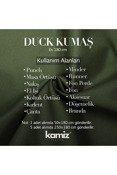 KAMİZ Πανί πάπιας Punch Λινό Ύφασμα Χακί Πράσινο 50x180 εκ