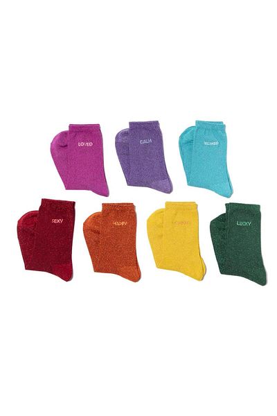 Biggdesign Moods Up Glittery 7 Piece Women's Socket Socks