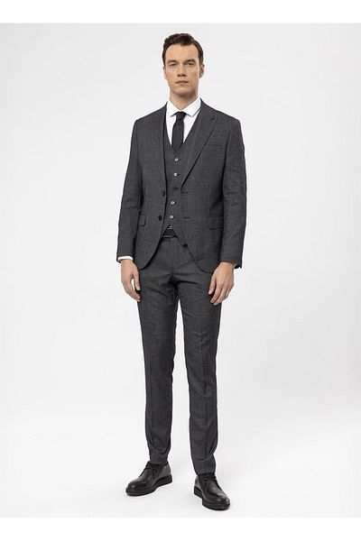 SÜVARİ Ανδρικό κοστούμι Cavalry Regular Waist Slim Fit Μαύρο TK1020000270