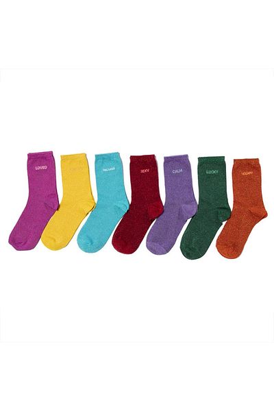 Biggdesign Moods Up Glittery 7 Piece Women's Socket Socks