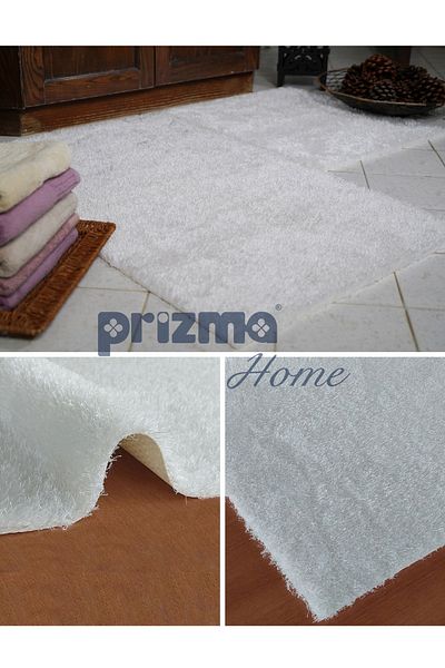 Prizma Romanza, Non-Slip, Washable, Single Bath Rug Mat| White - (75X110CM)