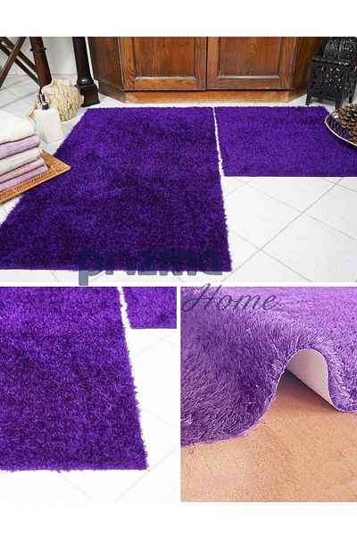 Prizma Romanza, Non-Slip, Washable 2-Piece Bathroom Rug, Mat| Purple - (60X100) (50X60) Cm