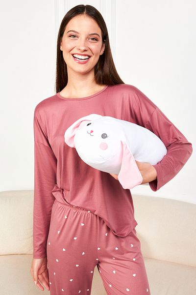 Ecrou Μαξιλάρι Cute Rabbit Cylinder Λευκό 40 cm