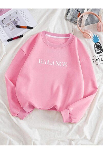 Yasolin BALANCE Šareni Oversize kroj okrugla kragna Pamuk Deo Džempera Roze