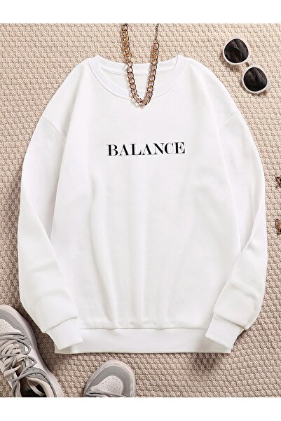 Yasolin BALANCE Šareni Oversize kroj okrugla kragna Pamuk Deo Džempera Beli