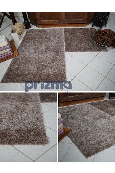 Prizma Romanza, Non-Slip, Washable 2-Piece Bathroom Rug, Mat| Smoked - (60X100) (50X60) cm