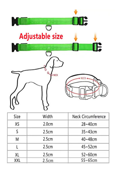 Sihirlicin Su Geçirmez Yanıp Sönen Işık Pet Yaka Pilli Led Lamba Köpek Tasması Gece Yürüyüş Için